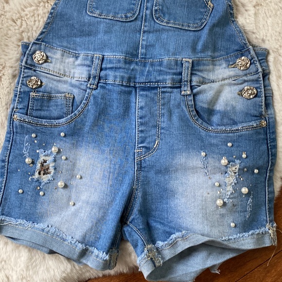 Pink Rabbit Jean Short Overalls - Picture 3 of 9